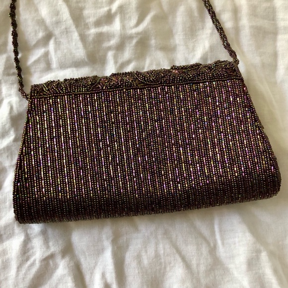 Vintage sequins Beaded Crossbody bag in dark purple - Picture 4 of 8